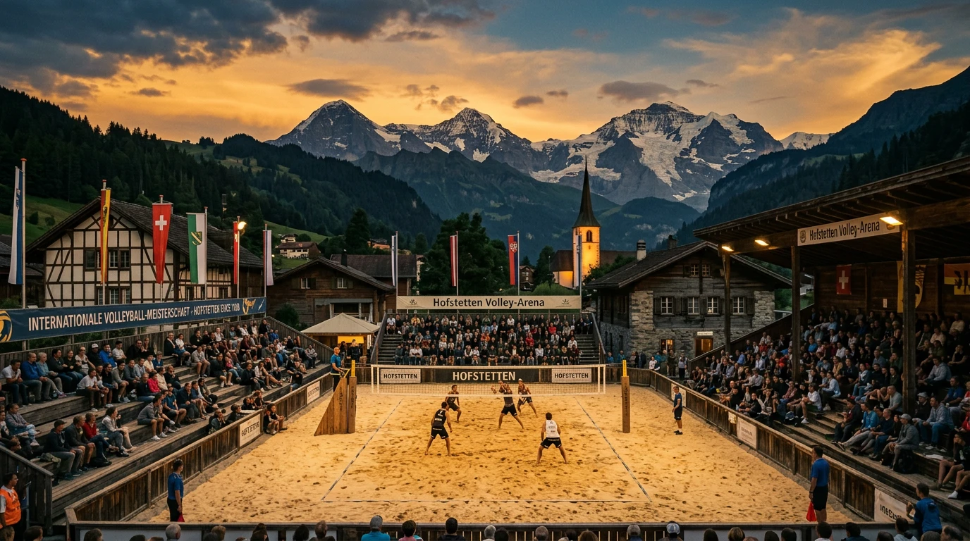 Gstaad Major Arena Schweizer Alpen - historisches Beach-Volleyball-Turnier Höhenlage Kulisse