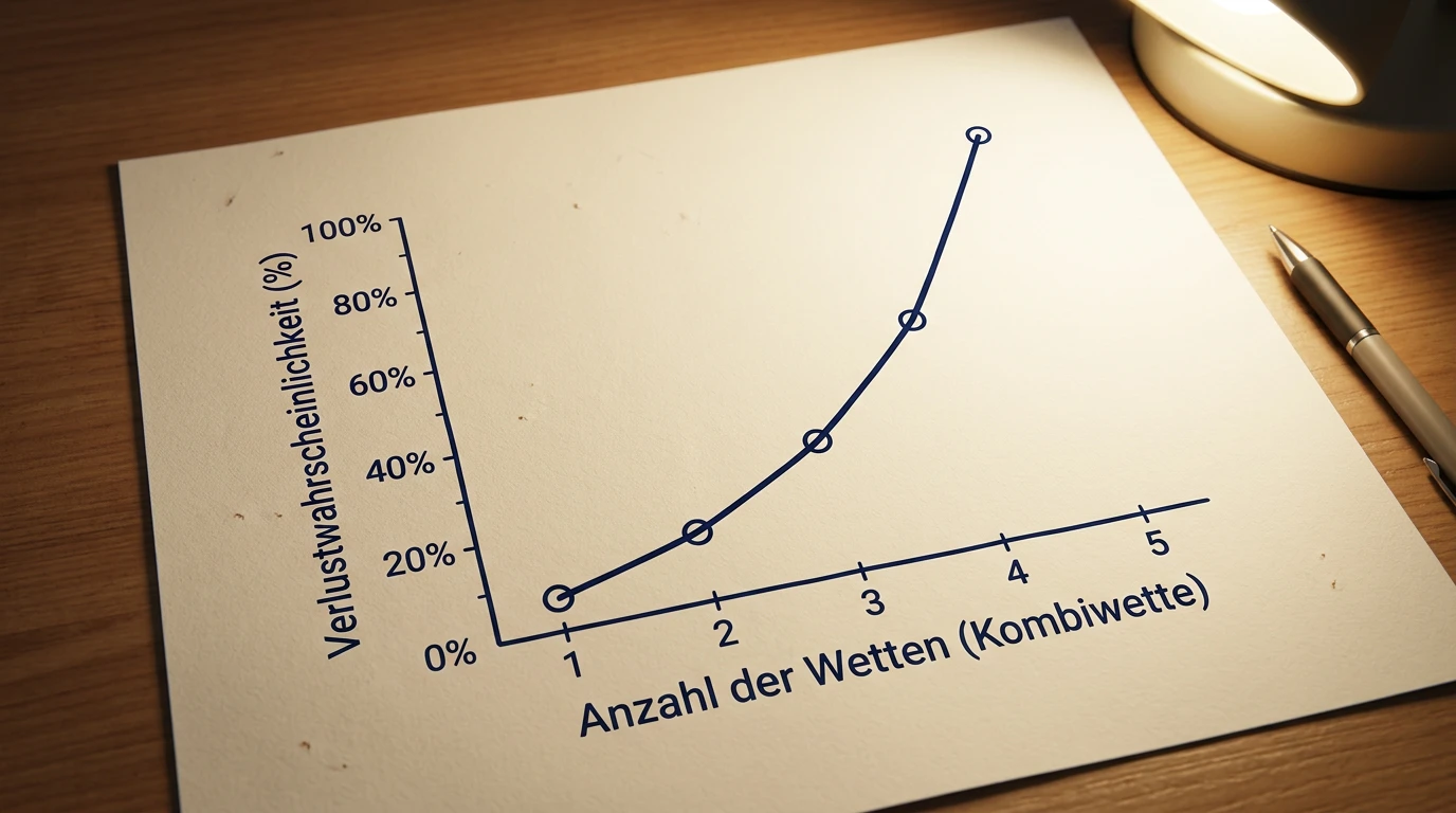 Diagramm zeigt steigendes Verlustrisiko bei mehreren Beachvolleyball Kombiwetten-Selektionen