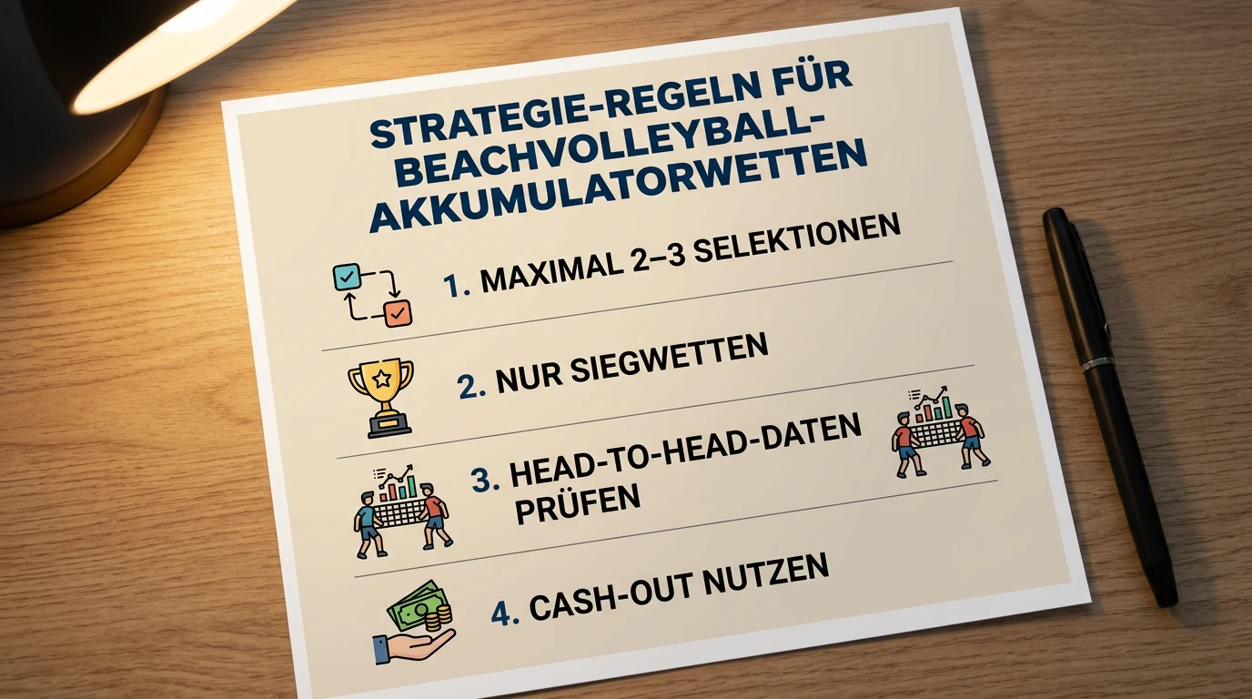 Strategieregeln für Beachvolleyball Kombiwetten mit Maximalanzahl Selektionen und Markttypen