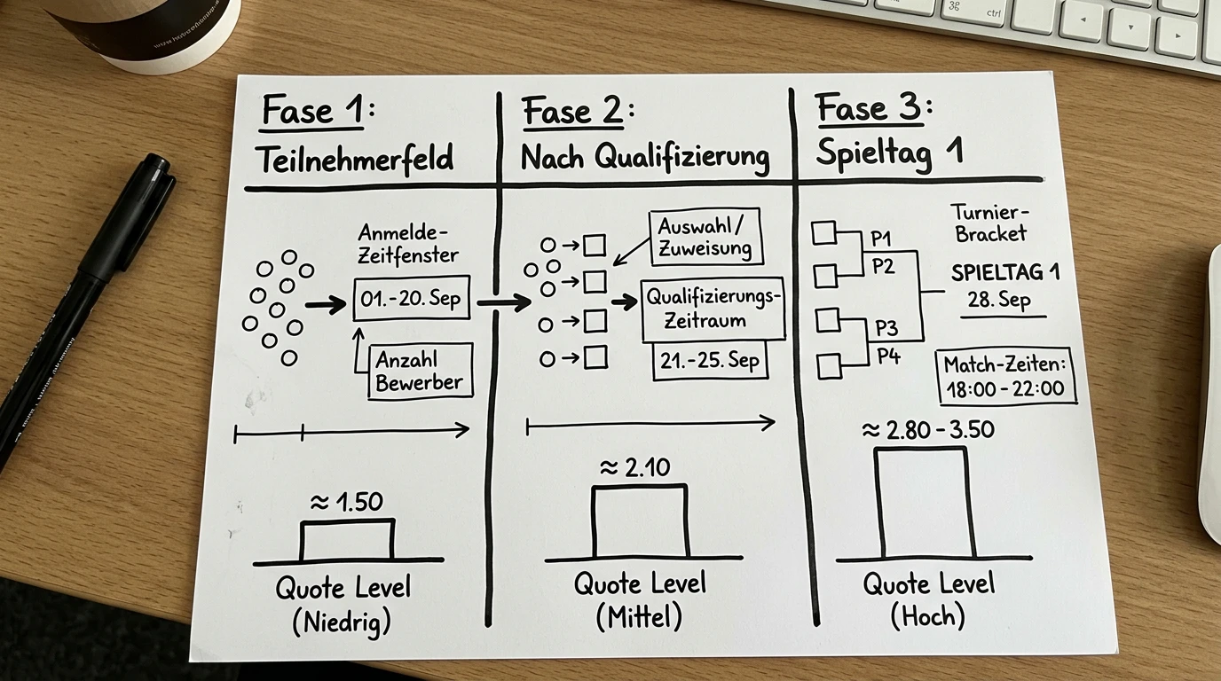 Optimales Timing für Beachvolleyball Langzeitwetten: drei strategische Zeitfenster vom Teilnehmerfeld bis kurz vor Turnierbeginn