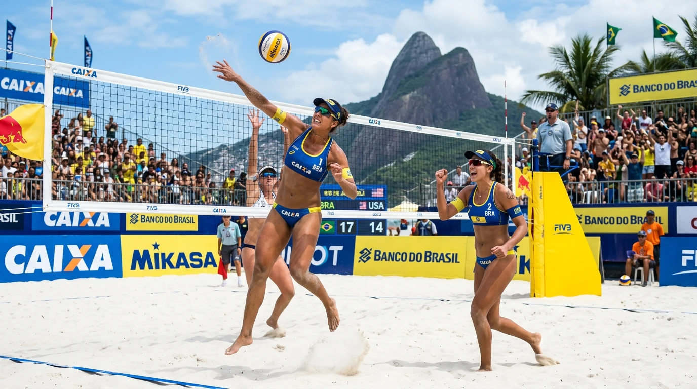Brasilianische Beachvolleyball-Paare mit WM-Titeln und Quotenstruktur bei Turnieren