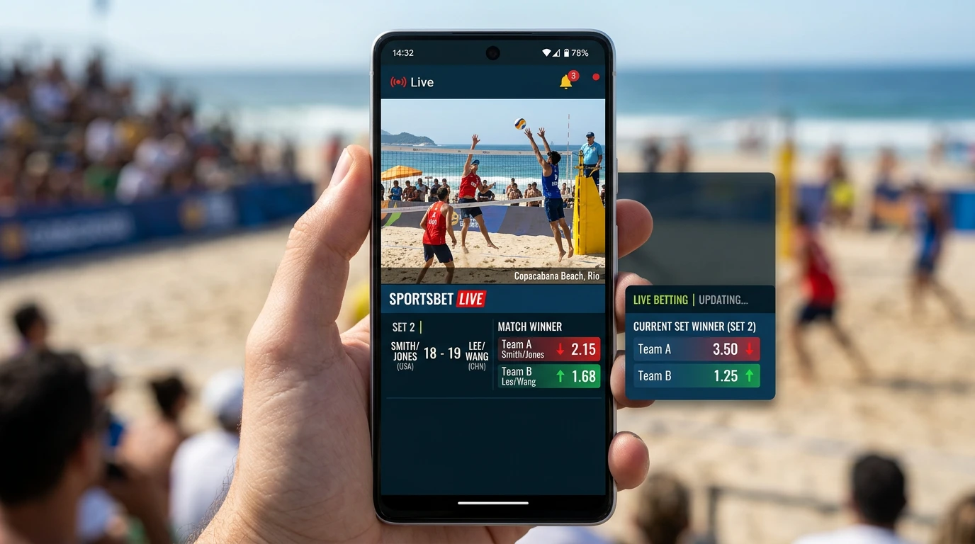 Live-Wetten Beachvolleyball mobil via App - Geschwindigkeit Quotenqualität Live-Sportwetten smartphone