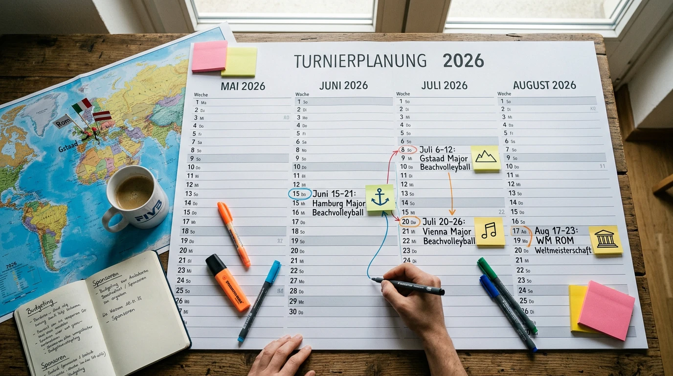 Beachvolleyball Turnierkalender 2026 — WM Rom, Hamburg Major, Vienna Major und Gstaad als Wettziele für deutsche Sportwetter
