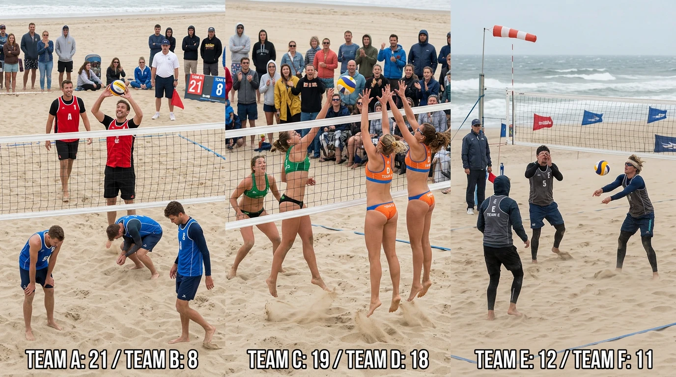 Drei Szenarien für Über und Unter bei Beachvolleyball-Wetten — Matchtypen und ihre Gesamtpunktzahl-Profile