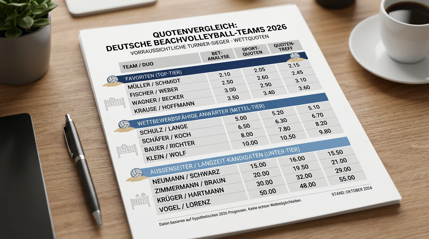 Deutsche Beachvolleyball-Paare Quoteneinordnung 2026 im internationalen Vergleich