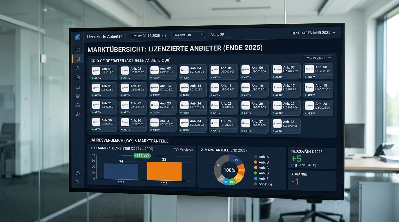 Anzahl GGL-lizenzierter Sportwettenanbieter in Deutschland Ende 2025: rund 38 aktive Lizenzträger
