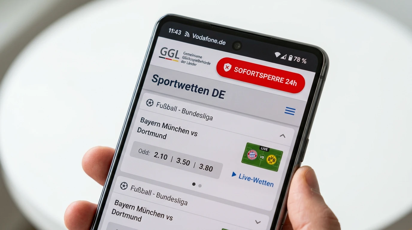 Notfallbutton 24-Stunden-Sofortsperre Sportwetten - GlüStV 2021 Pflicht für lizenzierte Anbieter
