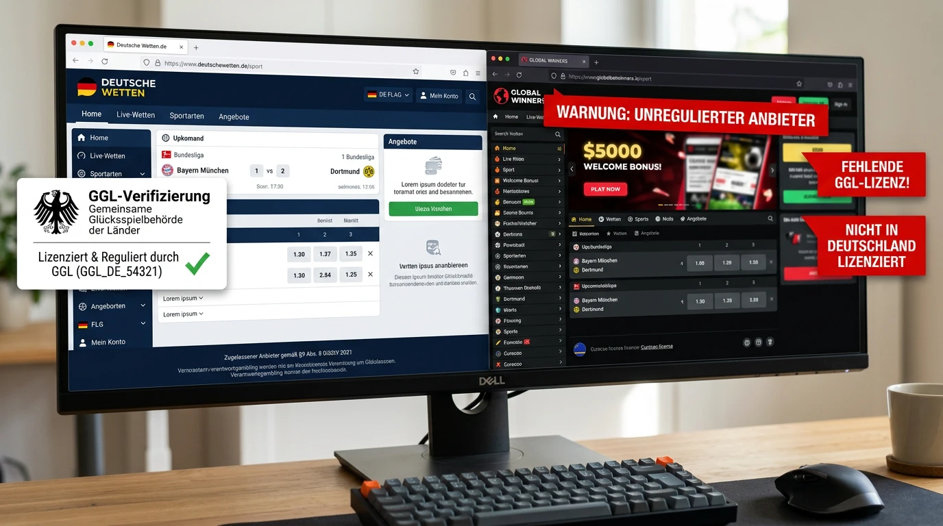 Illegale Sportwettenanbieter erkennen Deutschland - .de Domain GGL Whitelist Prüfung