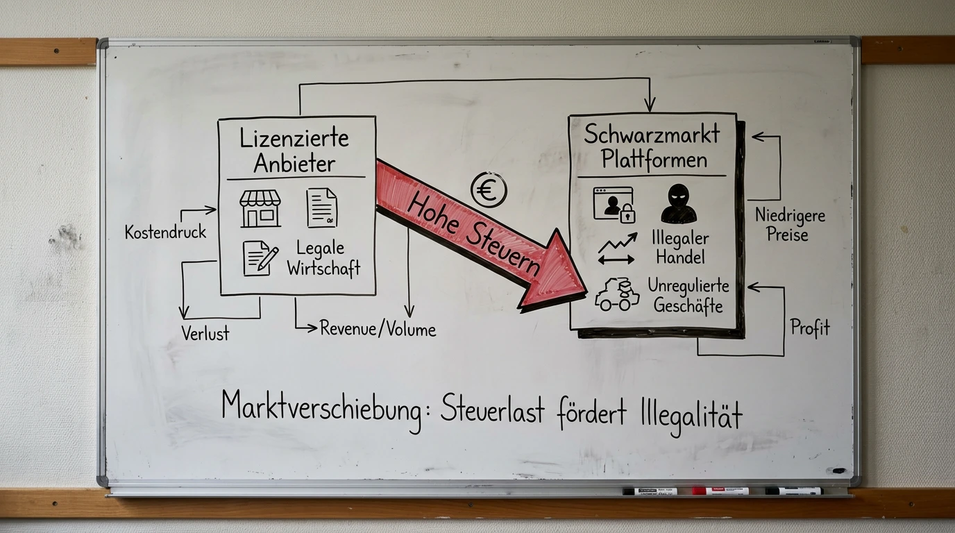 Regulierungs-Paradoxon Sportwetten Deutschland - hohe Steuerlasten und Abwanderung zum Schwarzmarkt