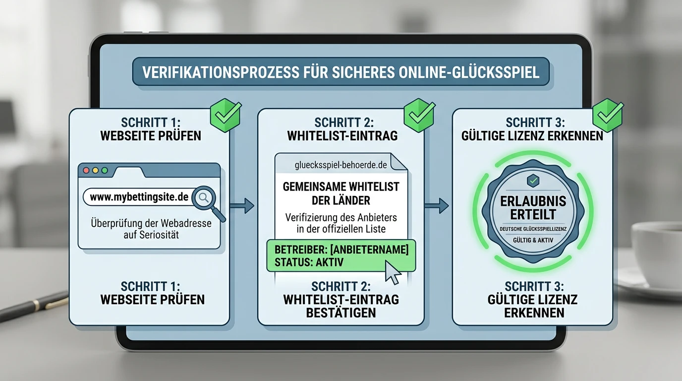 GGL Whitelist Verifikation Schritte deutschen Sportwettenanbieter prüfen auf gluecksspiel-behoerde.de